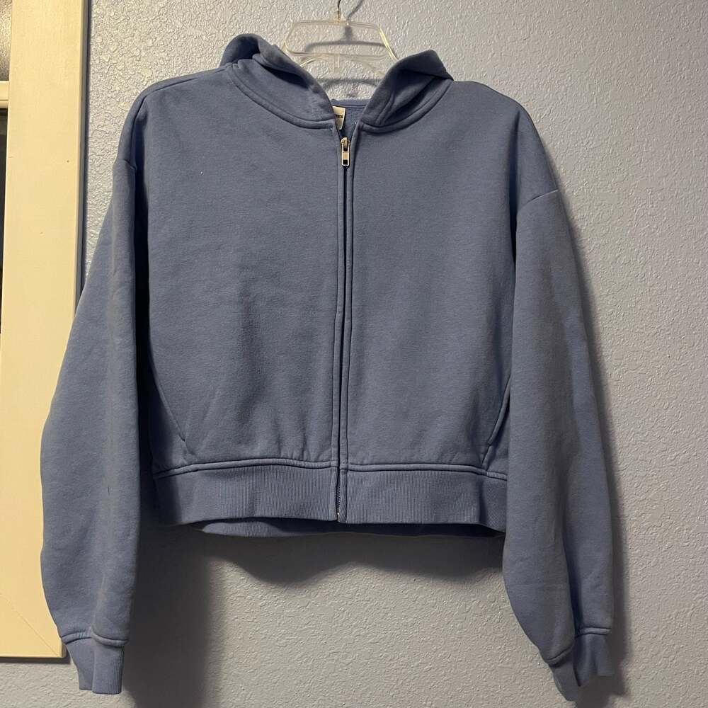 No Boundaries Blue Full Zip Cropped Hoodie Size M 8-10